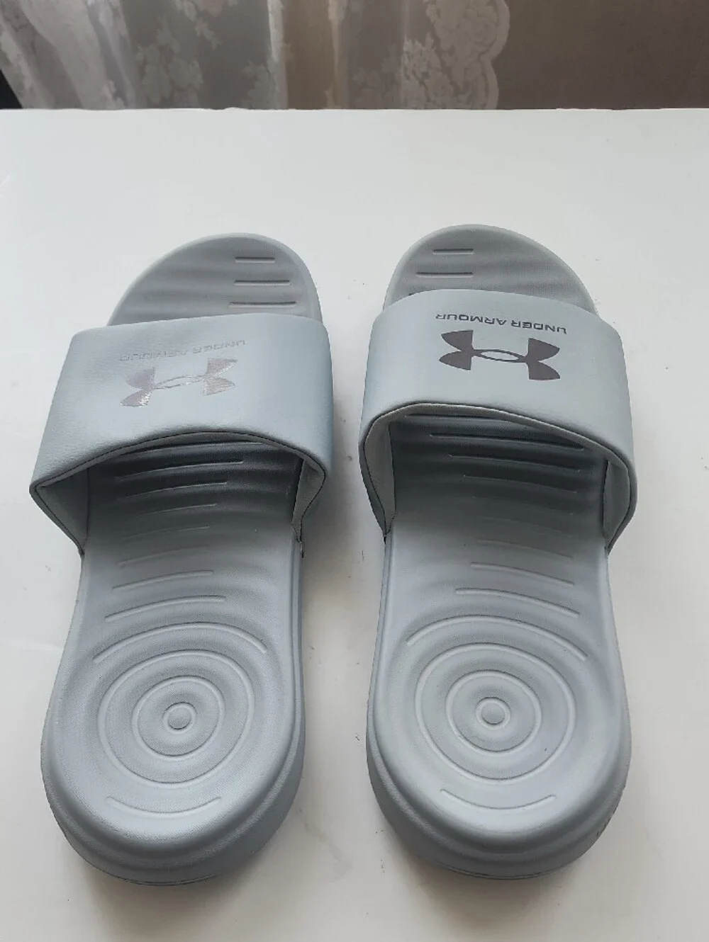 Under Armour Light Gray Logo Slide Sandals